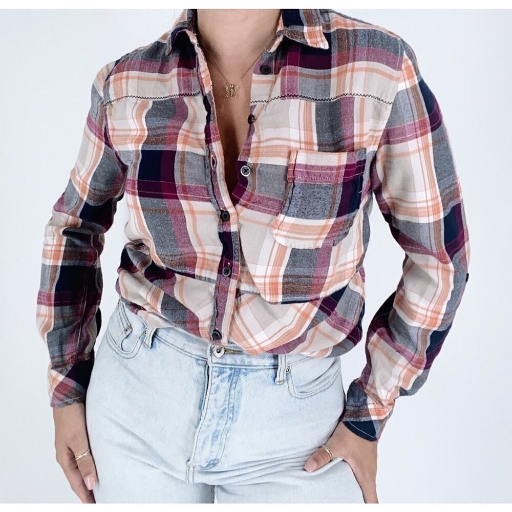 Anthropologie Holding Horses Button Down Plaid Top Size XS
